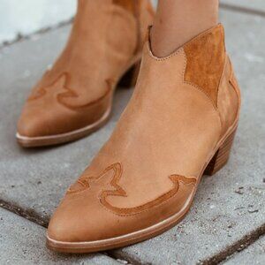 Western leather ankle boots